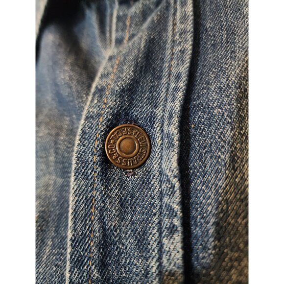 Vintage Levis Shirt Mens Medium Metal Button Denim Orange Tab 60's 70's Thick - Picture 4 of 11
